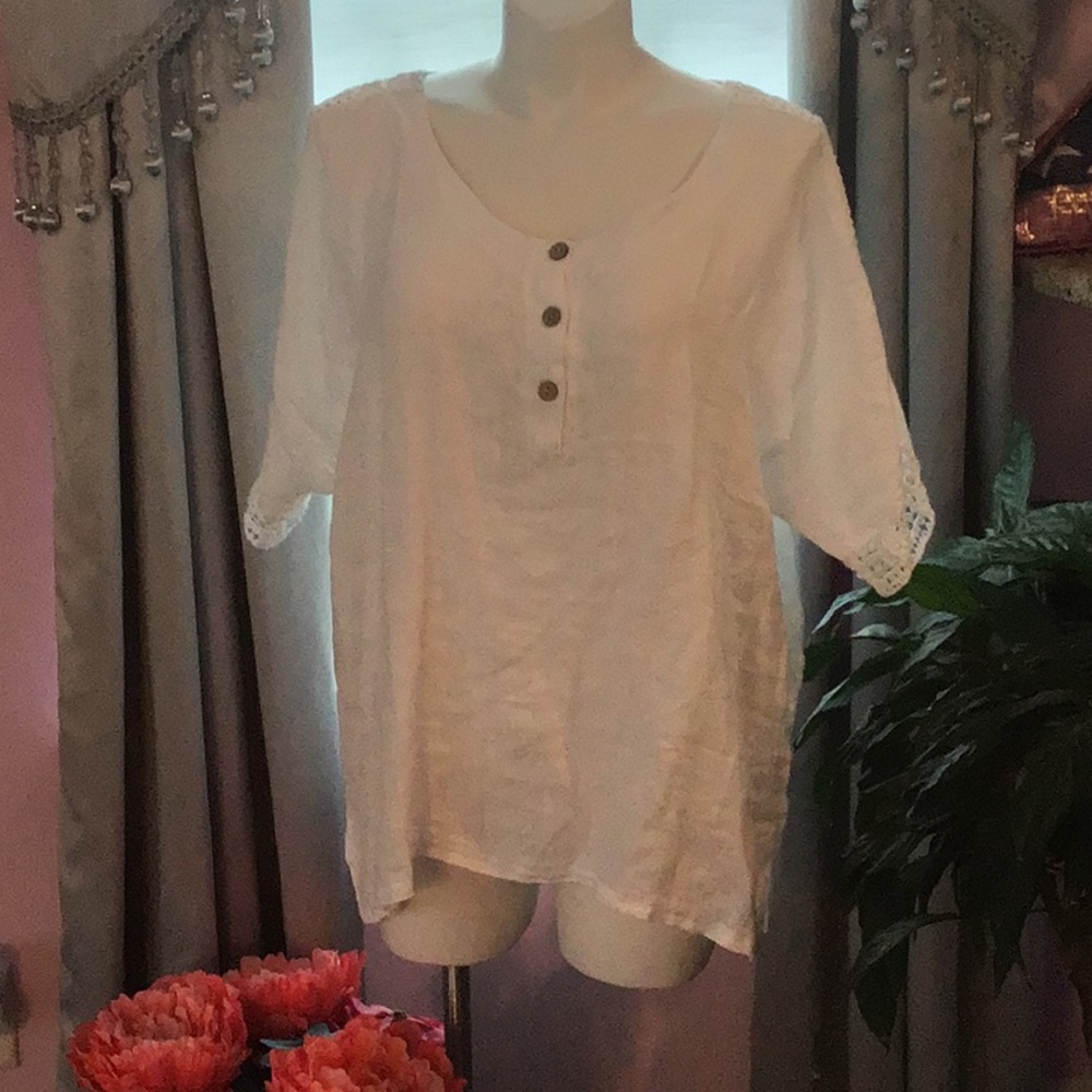 Size 2X Linen Top by Alessia Pacini